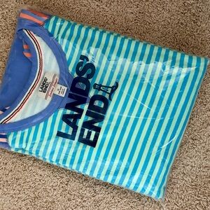 NWT Lands End Serious Sweats Striped Multicolor Sweatshirt